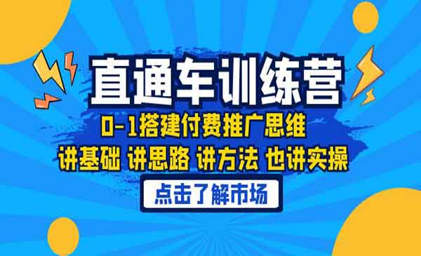 《淘系直通车训练课》0-1搭建付费推广思维，讲基础 讲思路 讲方法 也讲实操采金-财源-网创-创业项目-兼职-赚钱-个人创业-中创网-福缘网-冒泡网采金cai.gold