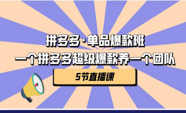 《拼多多单品爆款班》一个拼多多超级爆款养一个团队采金-游戏-网盘-资源采金cai.gold