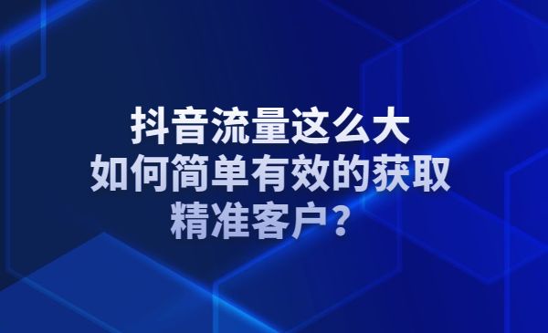 某音流量这么大 如何简单有效的获取 精准客户？采金-财源-网创-创业项目-兼职-赚钱-个人创业-中创网-福缘网-冒泡网采金cai.gold