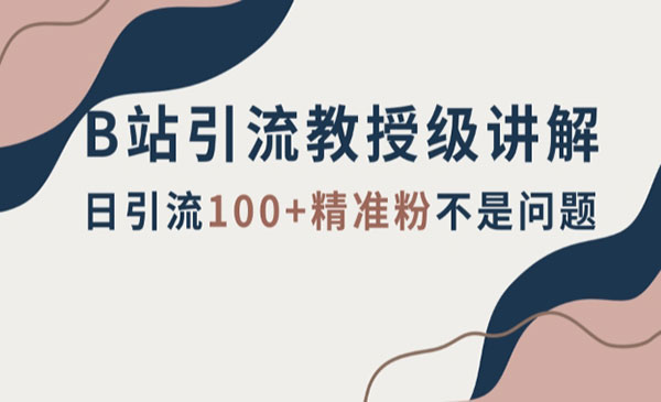 《B站引流教授级讲解》细节满满，日引流100+精准粉不是问题采金-游戏-网盘-资源采金cai.gold