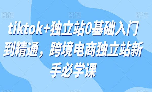 《tiktok独立站0基础门到精通》跨境电商独立站新手必学课采金-财源-网创-创业项目-兼职-赚钱-个人创业-中创网-福缘网-冒泡网采金cai.gold